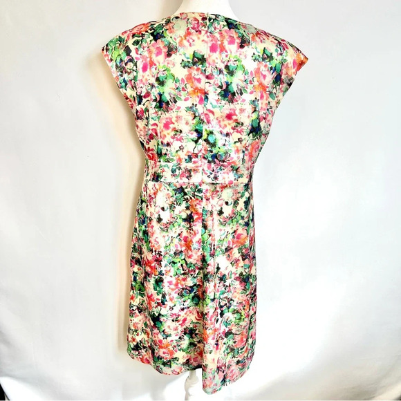 Mismash White Pink Floral Cap Sleeve Formal White Midi Dress Women’s Size Medium - Picture 9 of 16